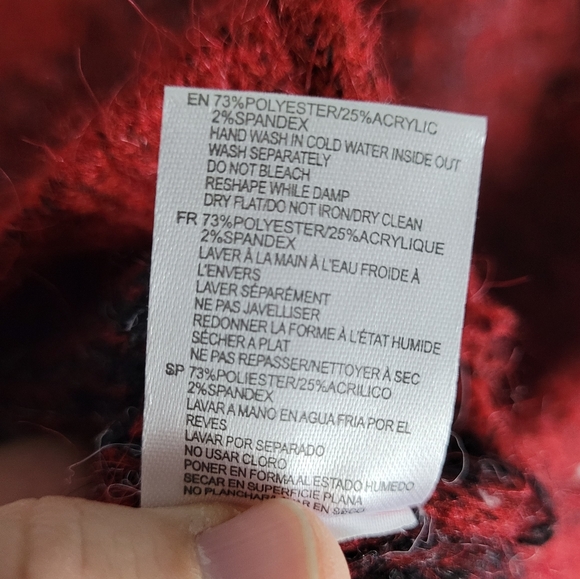 RD STYLE | crewneck windowpane plaid leopard animal print sweater - Picture 7 of 9